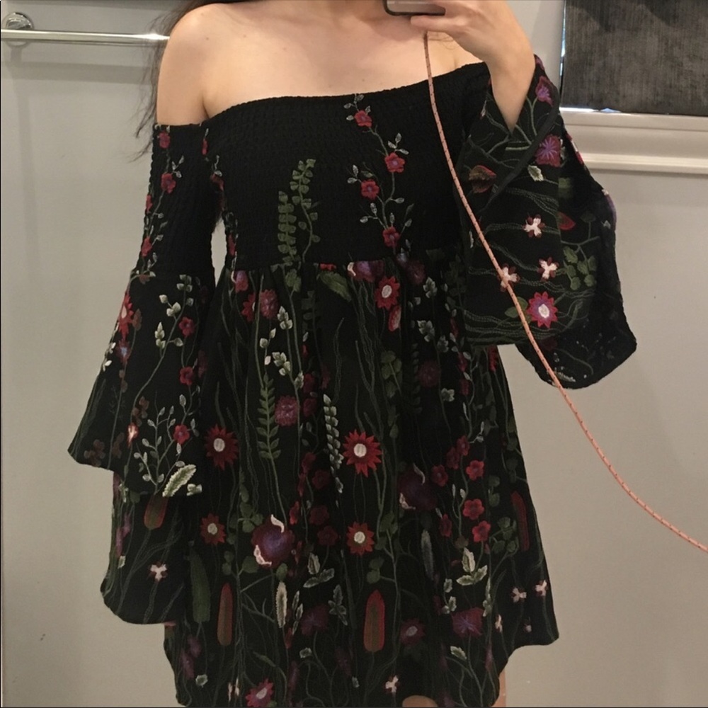 Strapless Floral Red Carter Dress